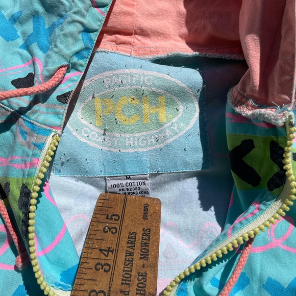 80s 90s Pacific Coast Highway PCH Pullover AOP Hooded Quarter Zip Pouch Medium - Picture 5 of 9